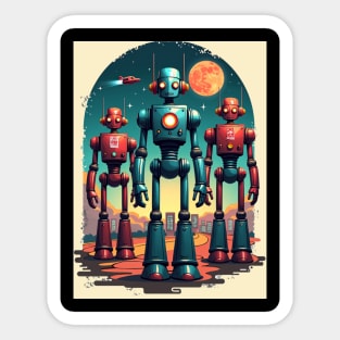 Retro Robot Revival: Vintage Visions of the Future Sticker